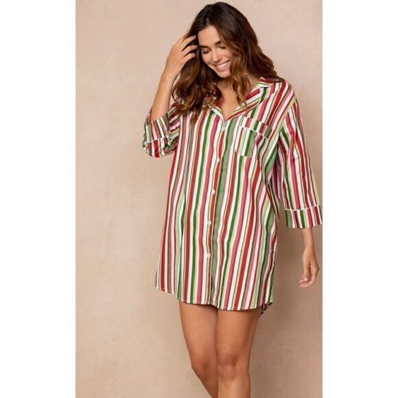 Printfresh Candy Cane Stripe Sleep Shirt - Peppermint Size L / NWT - Picture 5 of 9